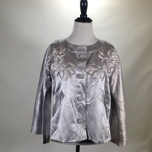 Biya Embroidered Silver Jacket Womens Medium Flaw